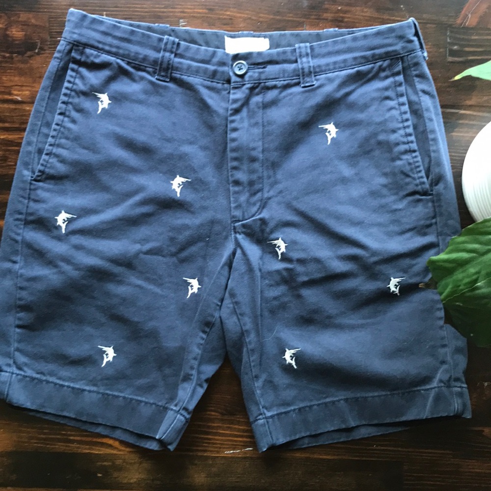 J. Crew Blue Sword Fish Shorts 32